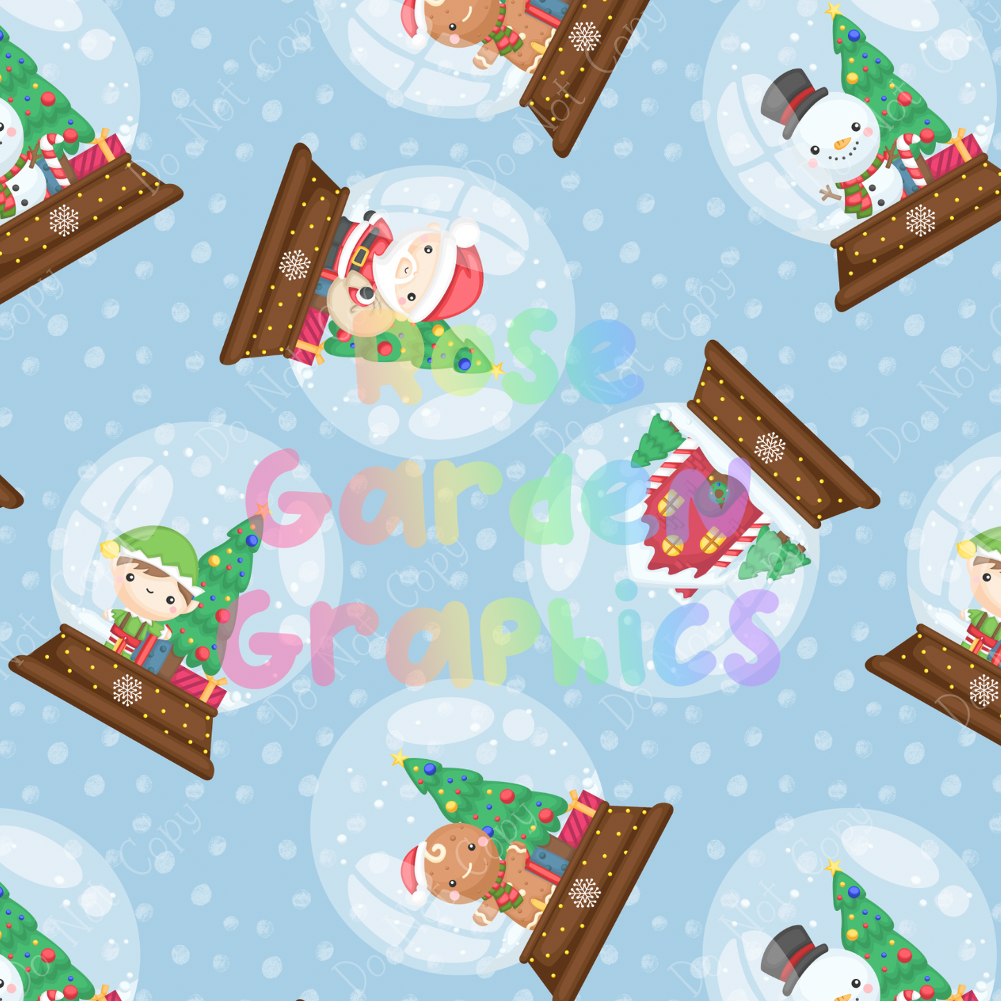 Christmas Snow Globes Seamless Image