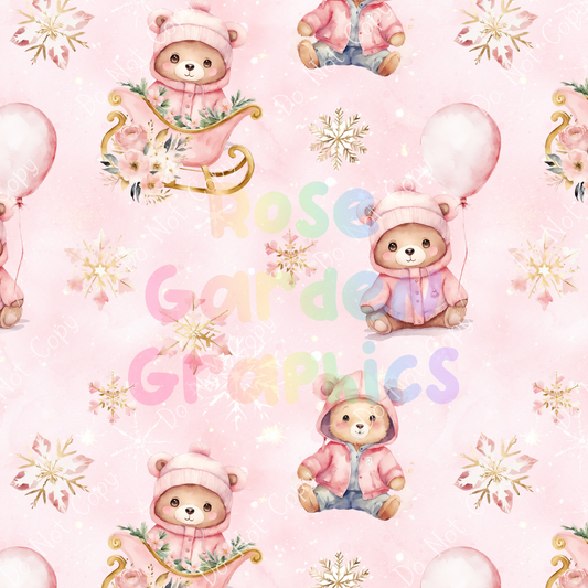 Winter Bears (Pink) Seamless Image