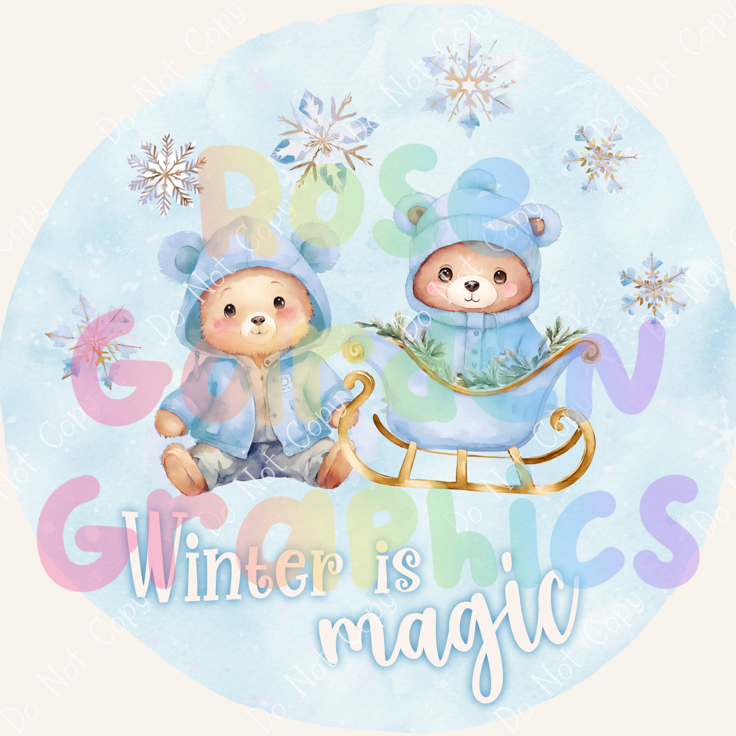 Winter Bears (Blue) "Winter is Magic" PNG