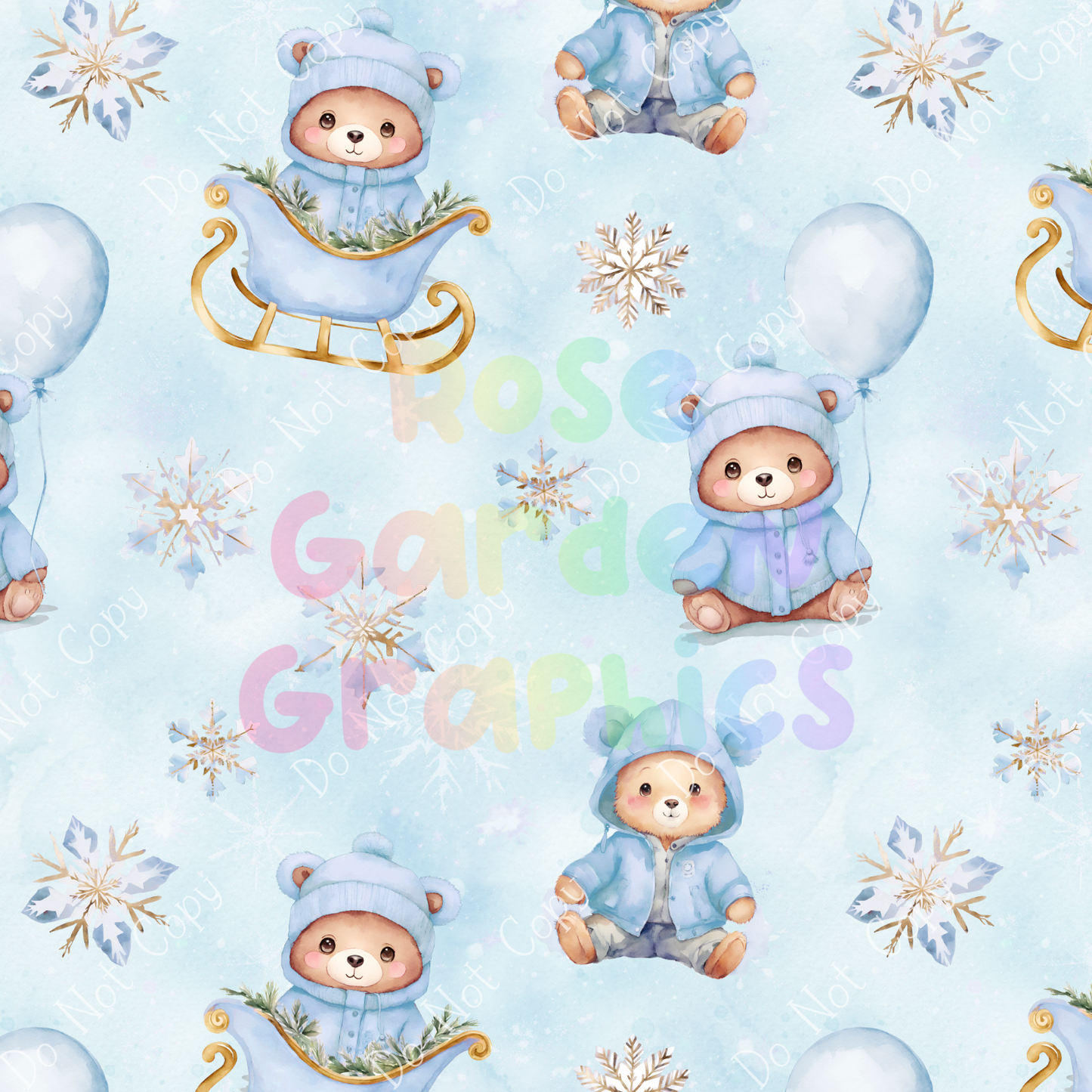 Winter Bears (Blue) Seamless Image