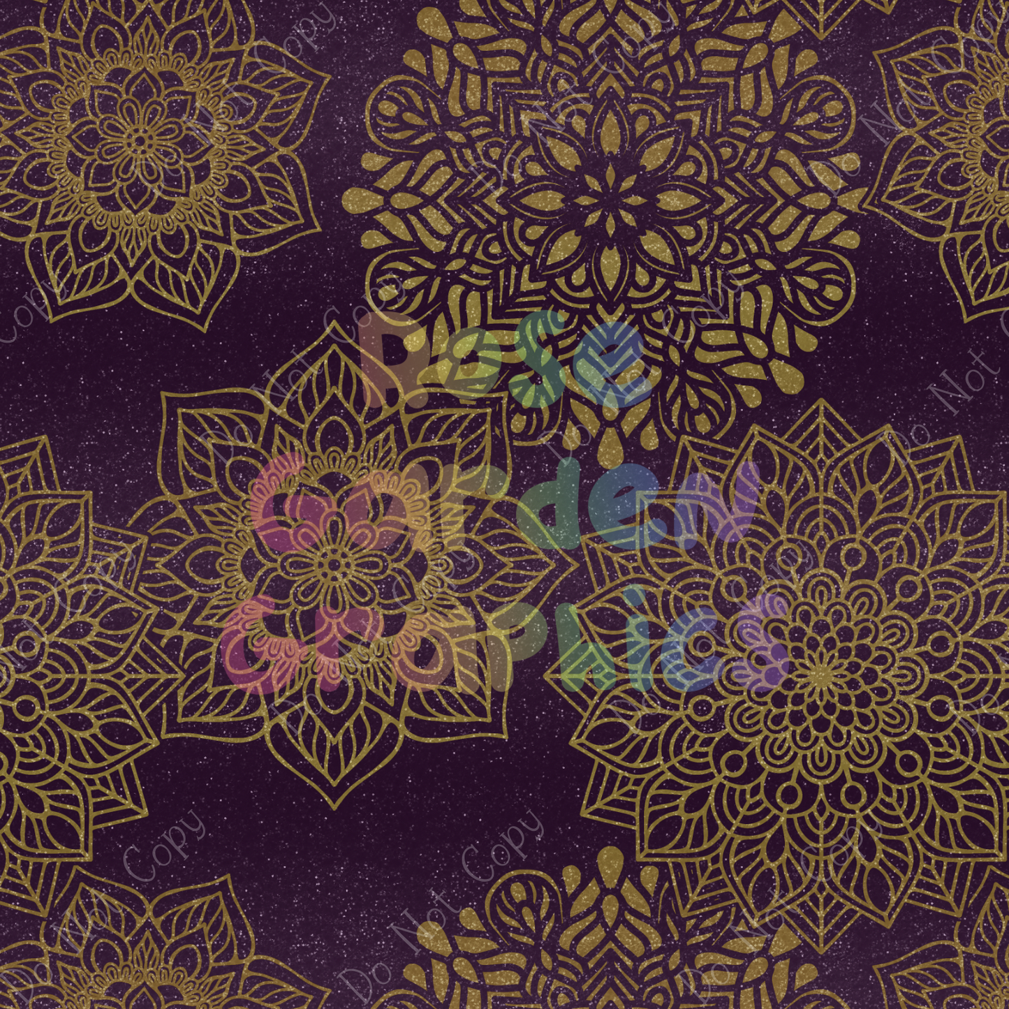 Glitter Mandalas (Purple & Gold) Seamless Image