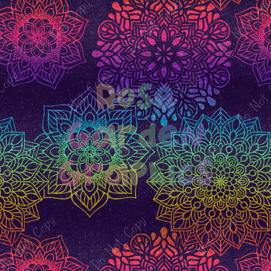 Glitter Mandalas (Rainbow) Seamless Image