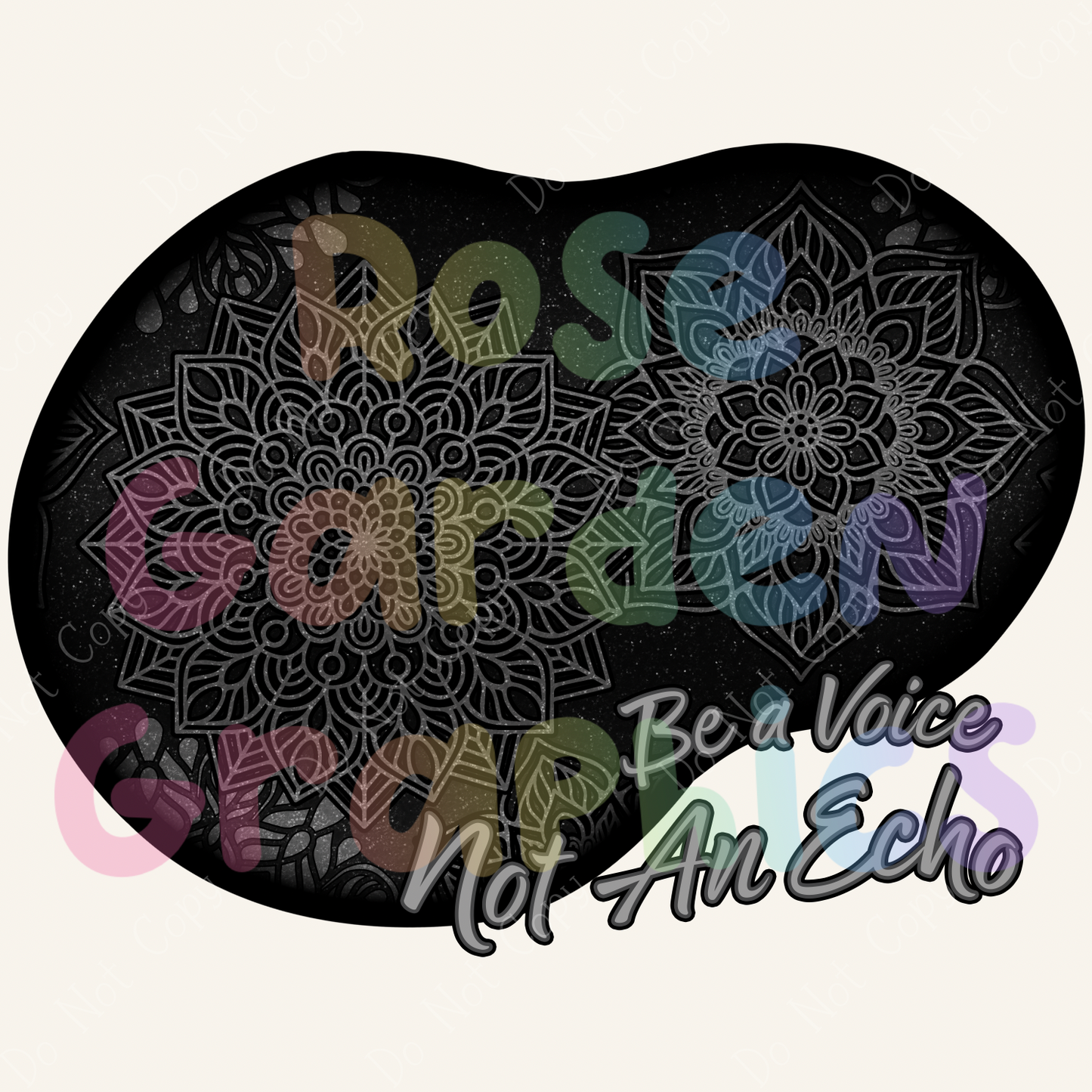 Glitter Mandalas (Black & Silver) "Be a Voice, Not an Echo" PNG