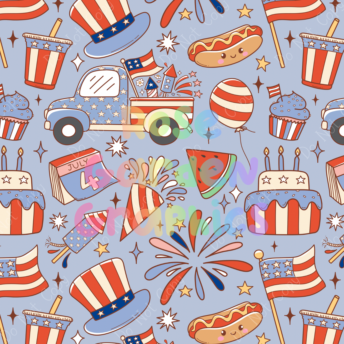 Fourth of July Items Seamless Image