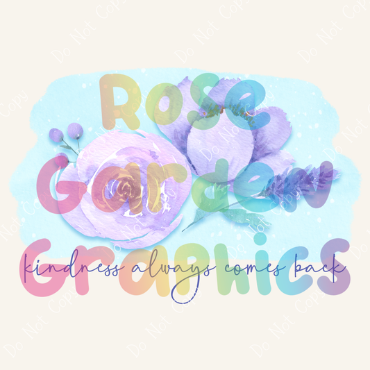 Violet Flowers "Kindness Always Comes Back" PNG