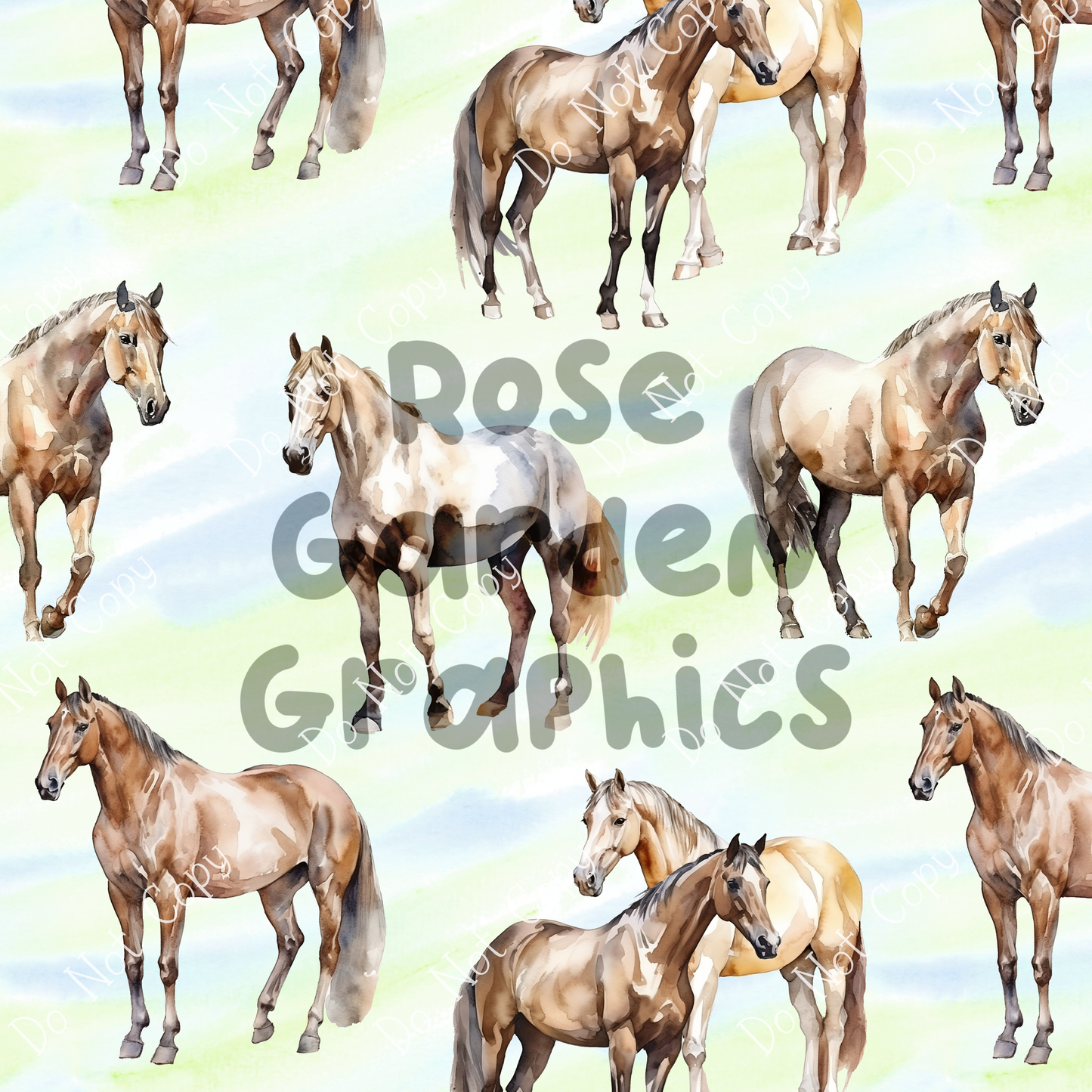 Watercolor Horses Seamless Image