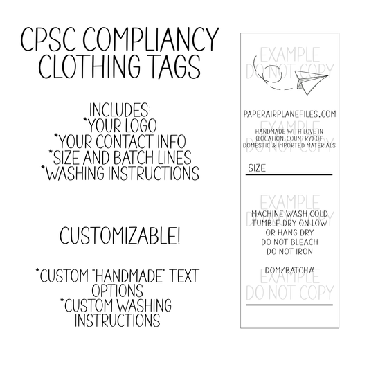 Custom Clothing Tags Digital File *CPSC Compliant!*