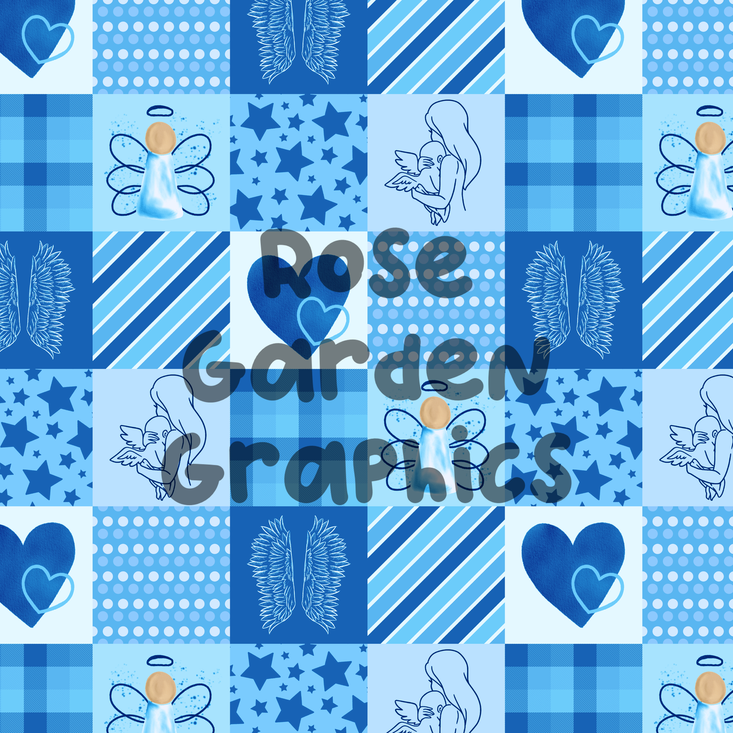 Angel Baby Patchwork (Blue) Seamless Image