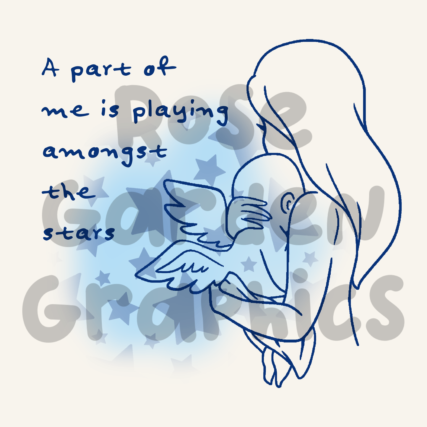 Angel Baby Patchwork (Blue) "A Part of Me is Playing Amongst the Stars" PNG