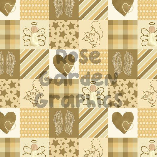 Angel Baby Patchwork (Gold) Seamless Image