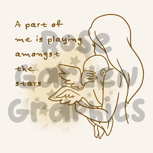 Angel Baby Patchwork (Gold) "A Part of Me is Playing Amongst the Stars" PNG