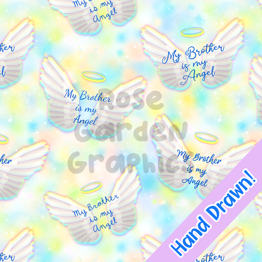 Angel Wings (Blue) "My Brother is My Angel" Seamless Image