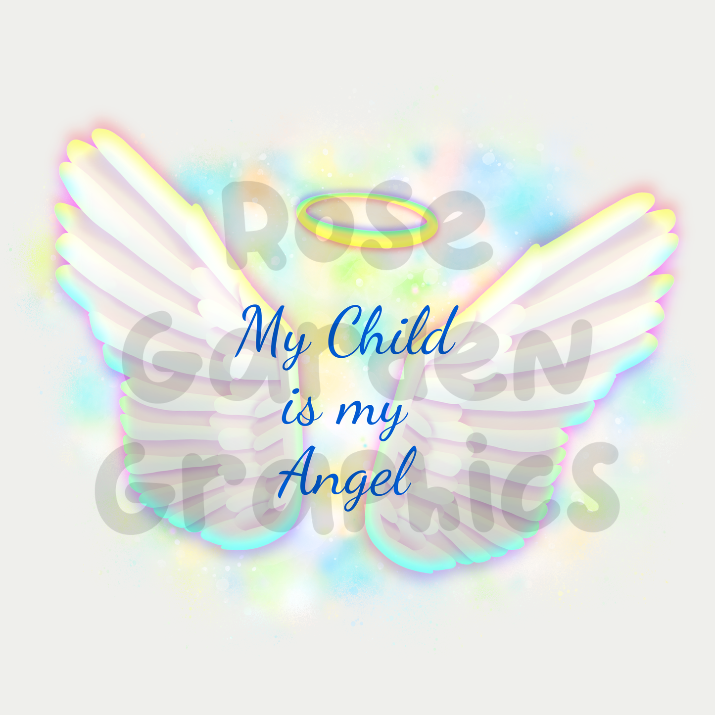 Angel Wings (Blue) "My Child is My Angel" PNG