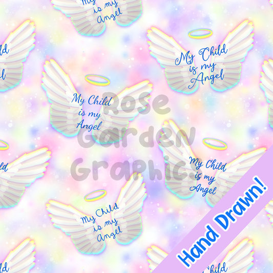 Angel Wings (Pink) "My Child is My Angel" Seamless Image