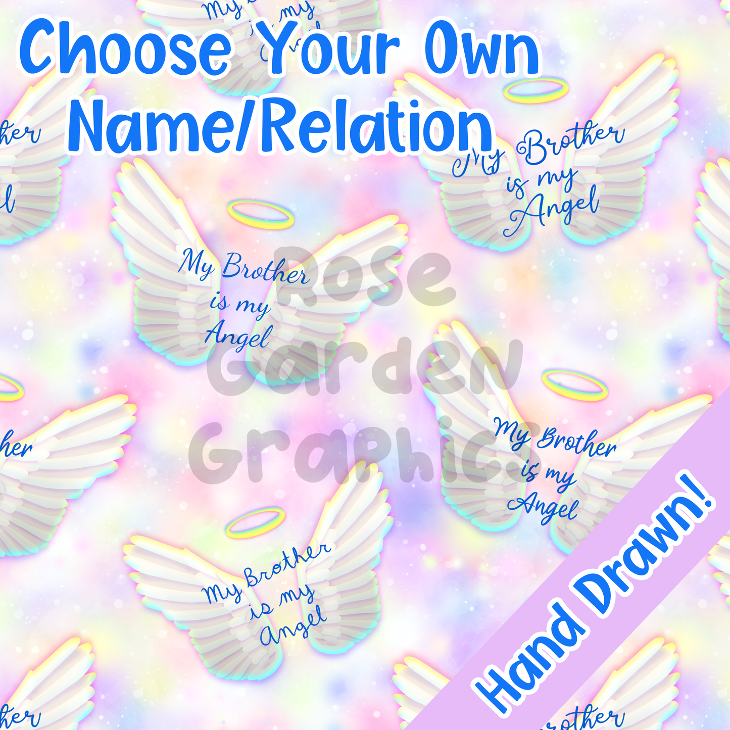 Angel Wings (Pink) Custom Seamless Image ($5 per name file)