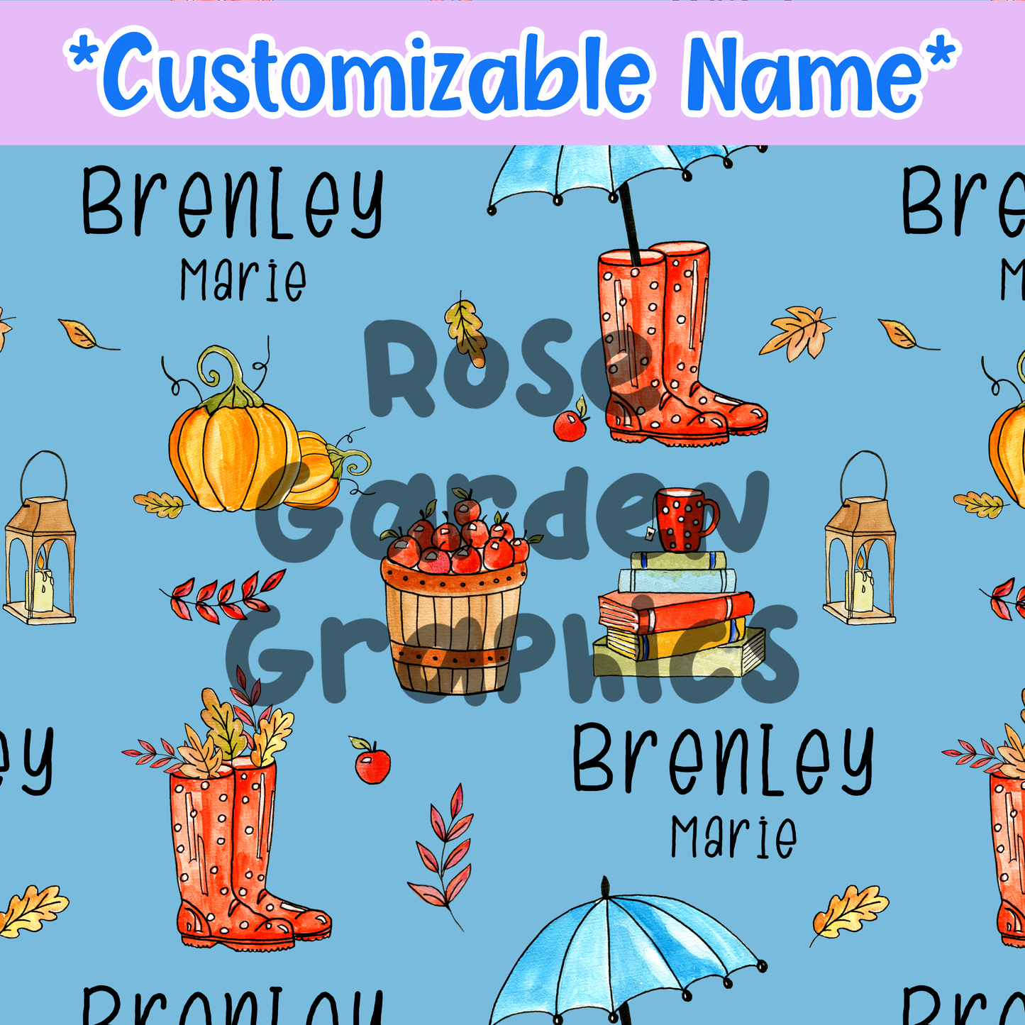 Autumn Boots Custom Name Seamless File ($5 per name file)