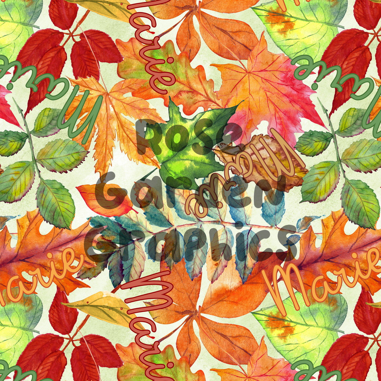 Autumn Leaves Custom Name Seamless File ($5 per name file)