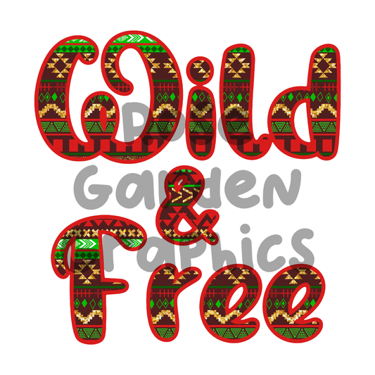 Aztec Stripes (Red, Green, and Gold Christmas) "Wild & Free" PNG