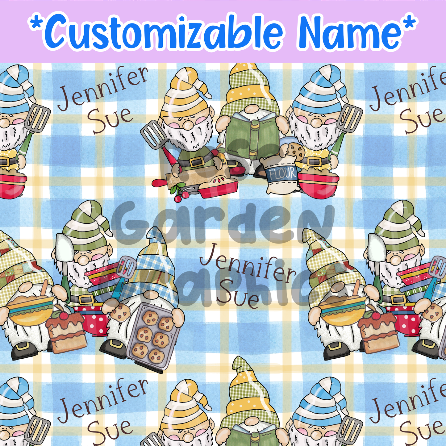 Baking Gnomes Custom Name Seamless File ($5 per name file)