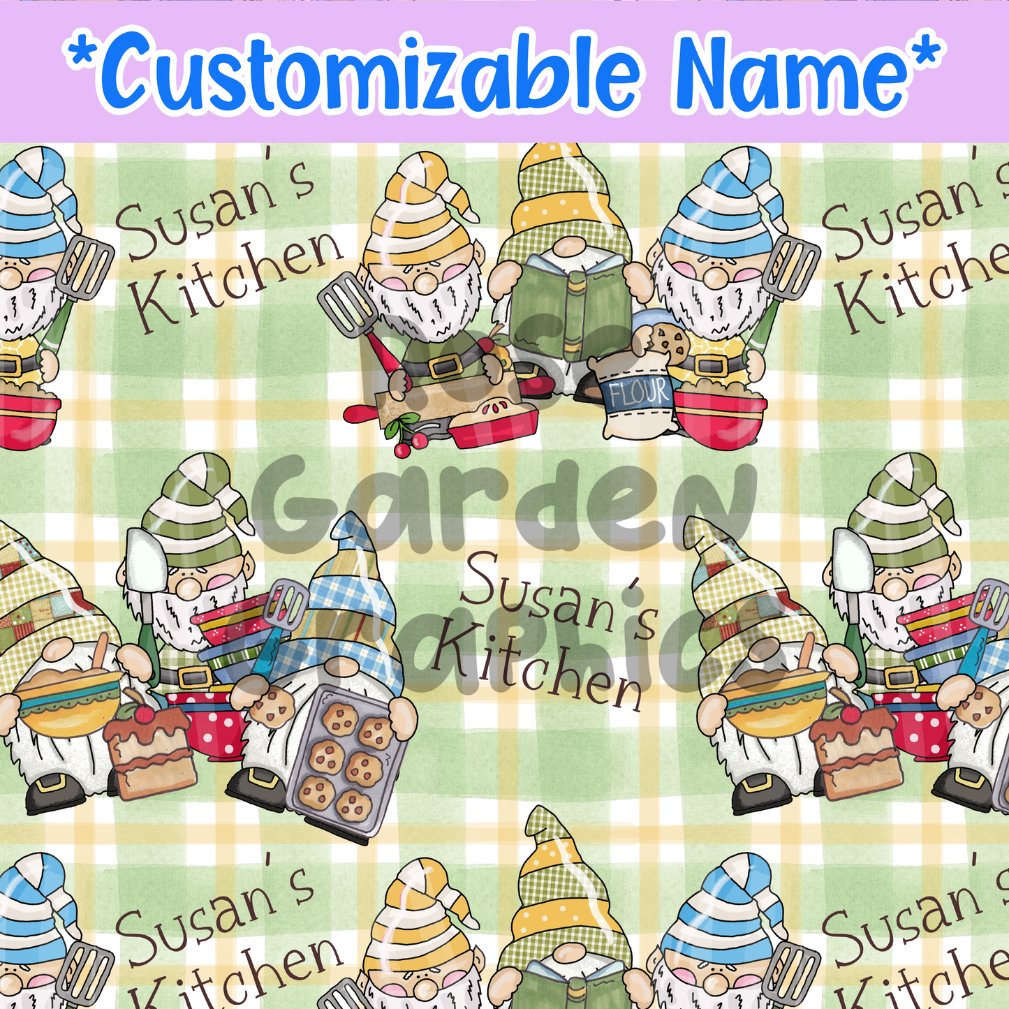 Baking Gnomes Custom Name Seamless File ($5 per name file)