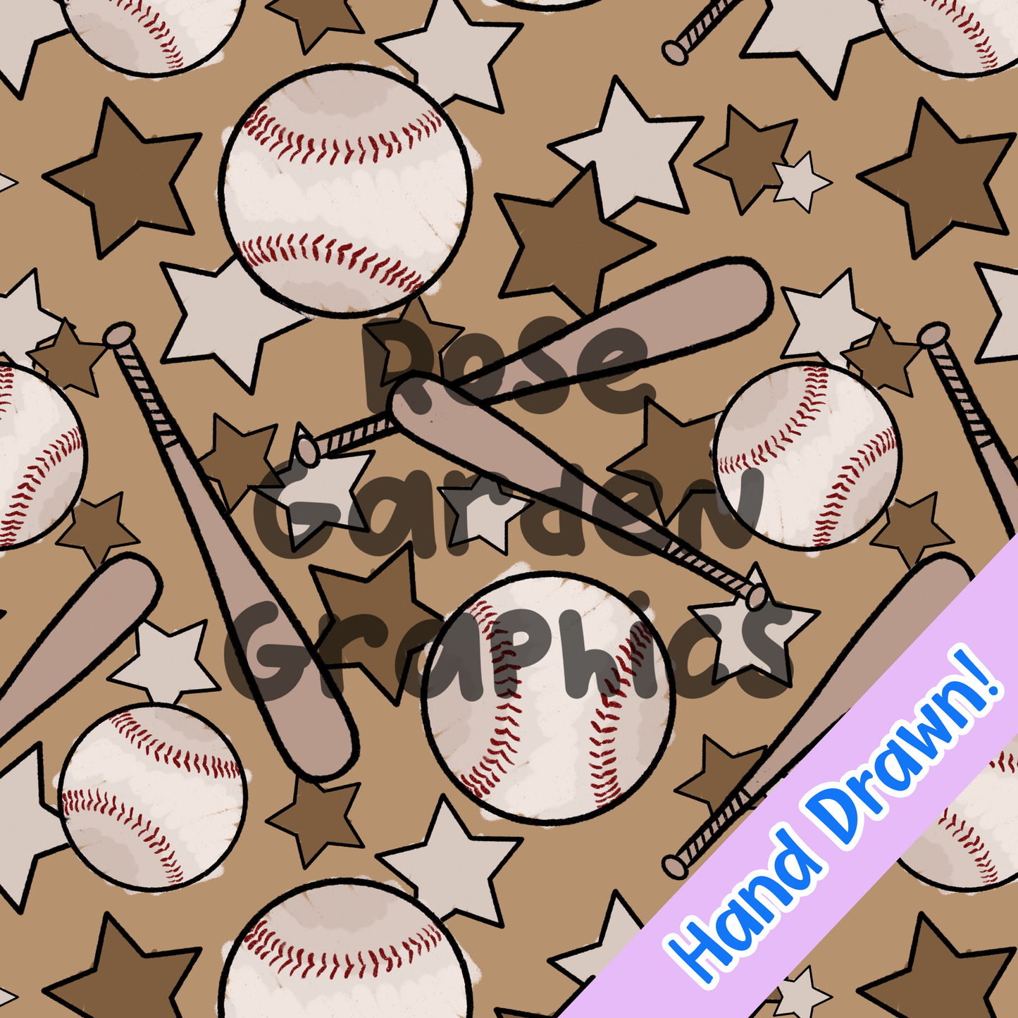 Baseball Crayon Seamless Image