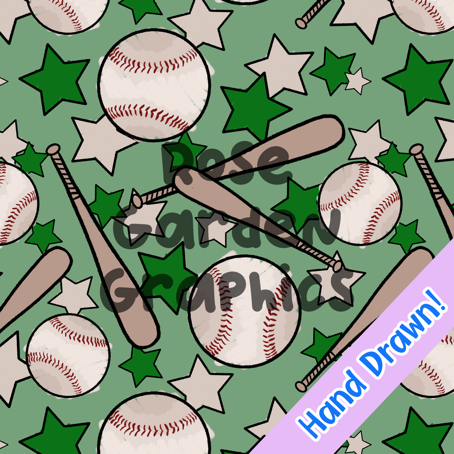 Baseball Crayon Seamless Image