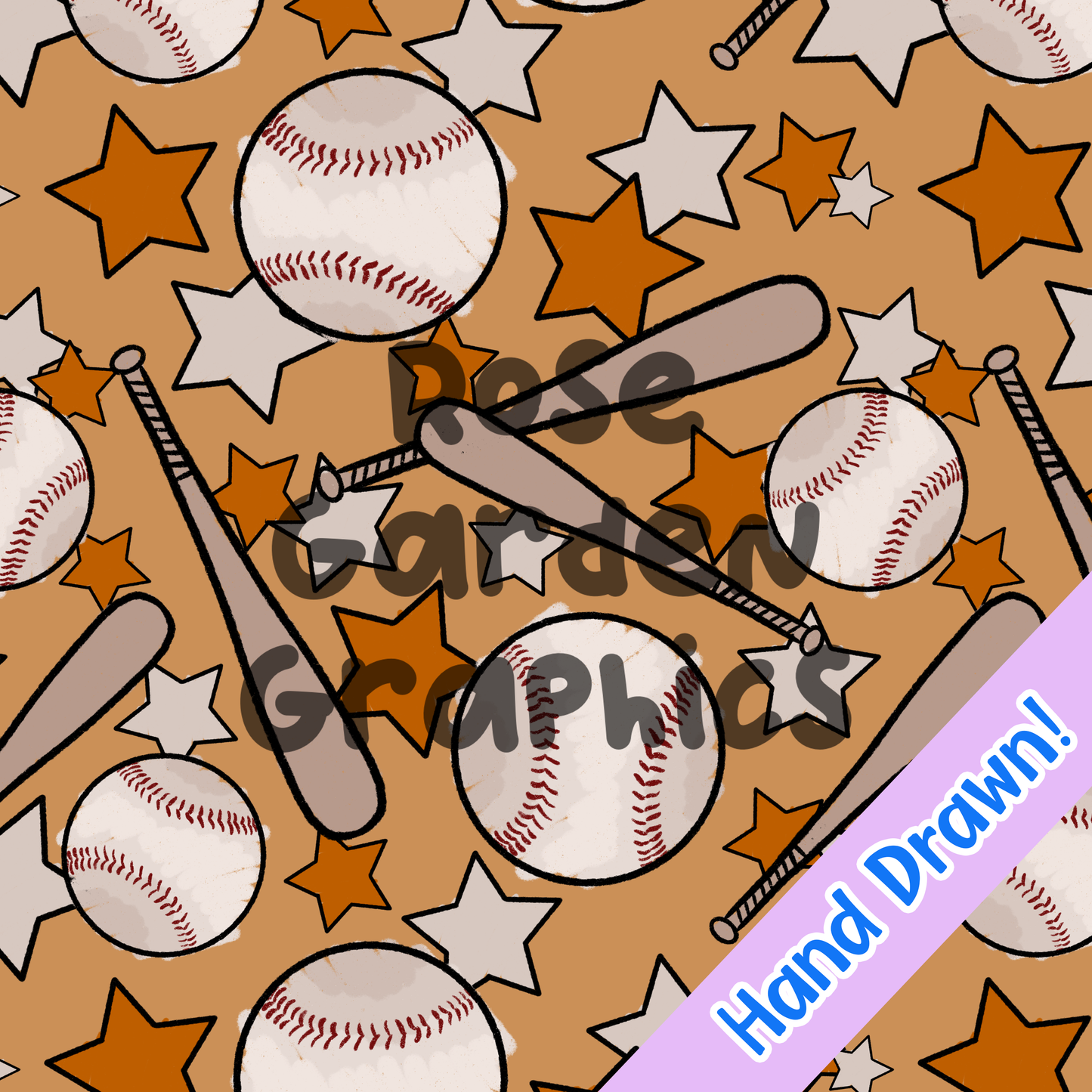 Baseball Crayon Seamless Image