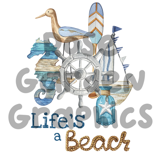 Beach Decor "Life's a Beach" PNG