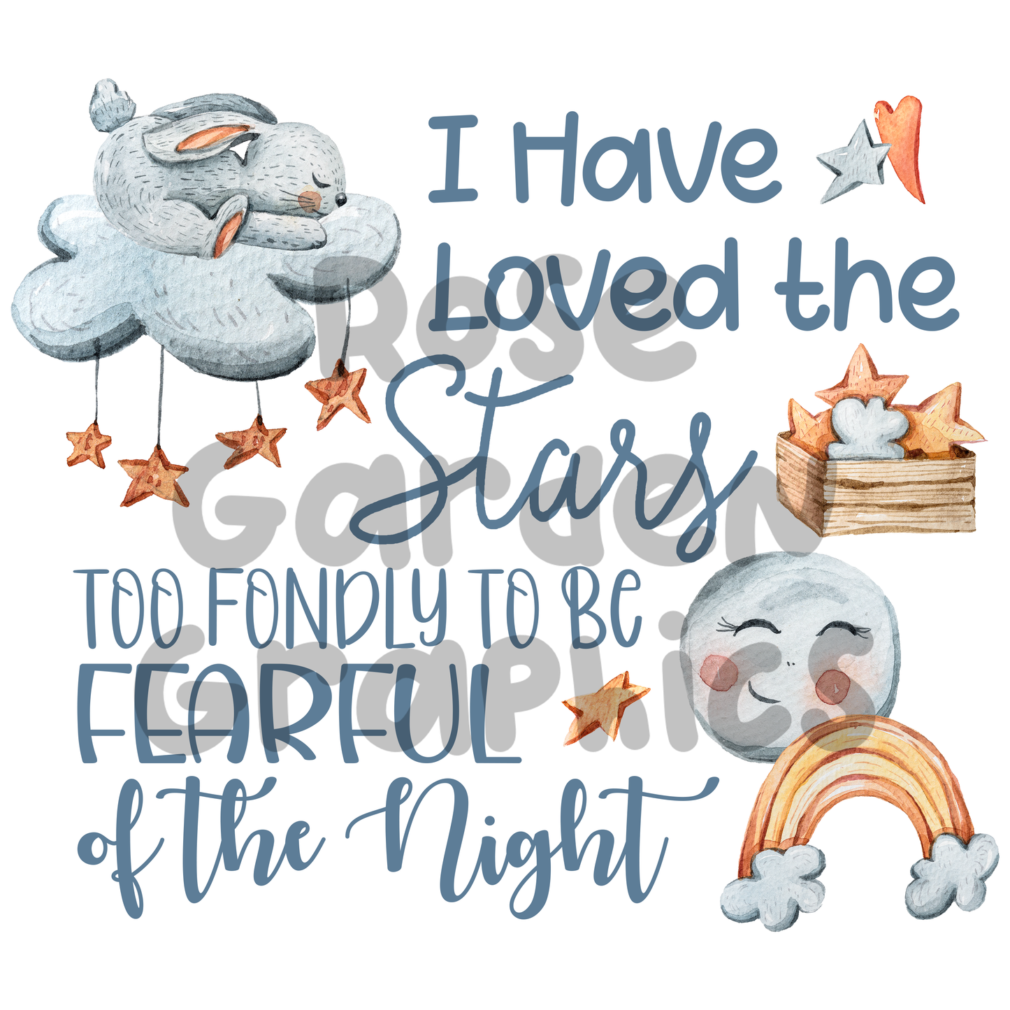 Boho Bunny "I Have Loved the Stars Too Fondly to Be Fearful of the Night" PNG