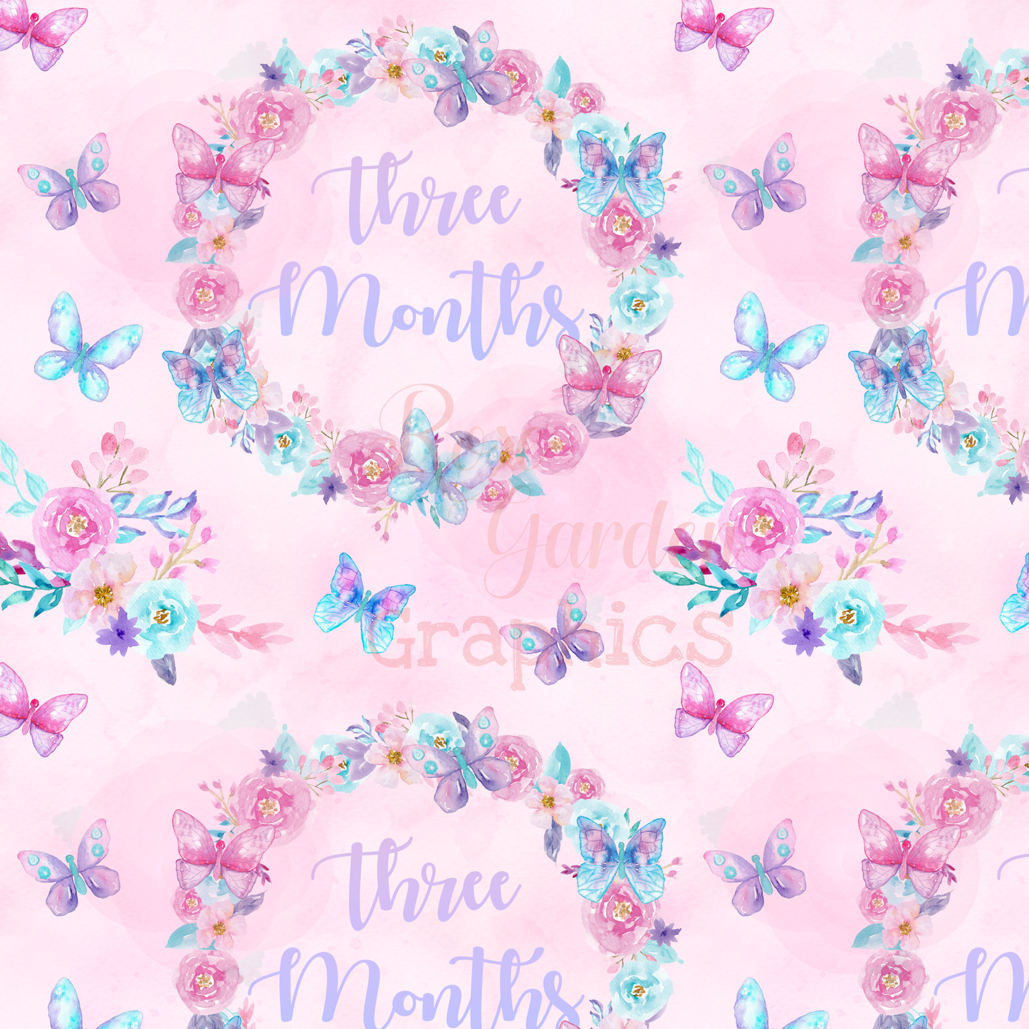 Butterflies Watercolor Milestone Months Seamless Image Collection