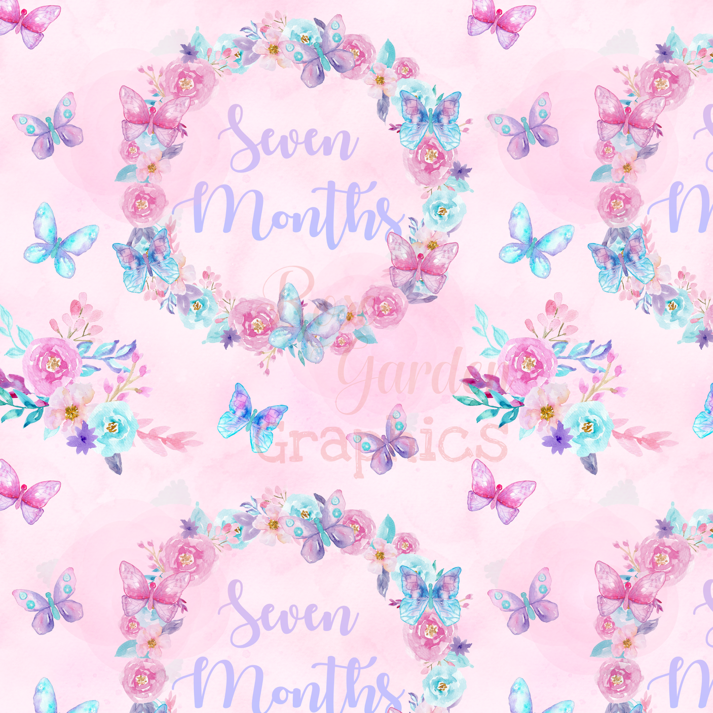 Butterflies Watercolor Milestone Months Seamless Image Collection