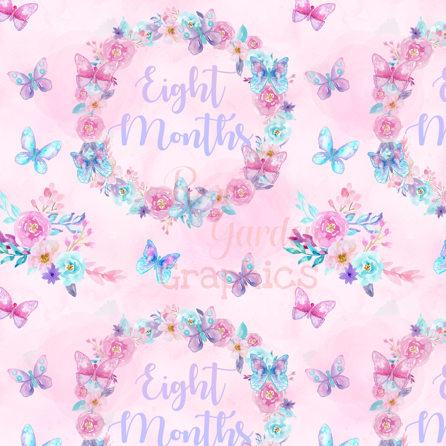 Butterflies Watercolor Milestone Months Seamless Image Collection