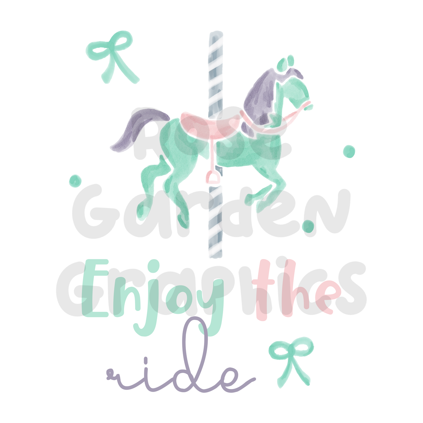 Pastel Carousel "Enjoy the Ride" PNG