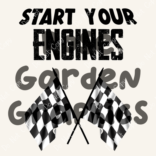 Checkered Flag "Start Your Engines" PNG