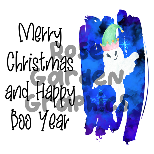 Fantasmas navideños "Feliz Navidad y próspero año Boo" PNG