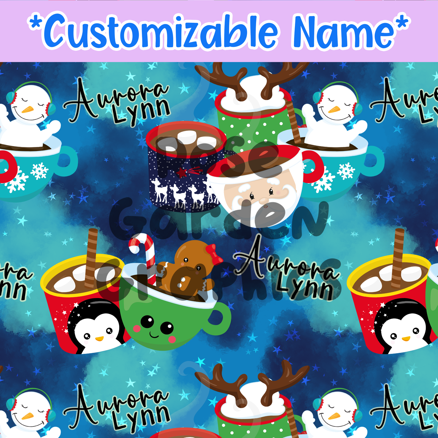 Christmas Mugs Custom Name Seamless File ($5 per name file)