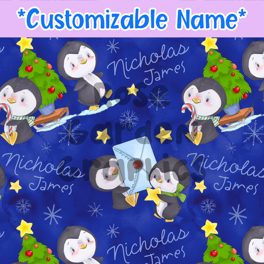 Archivo sin costuras con nombre personalizado de pingüinos navideños ($5 por archivo de nombre) 
