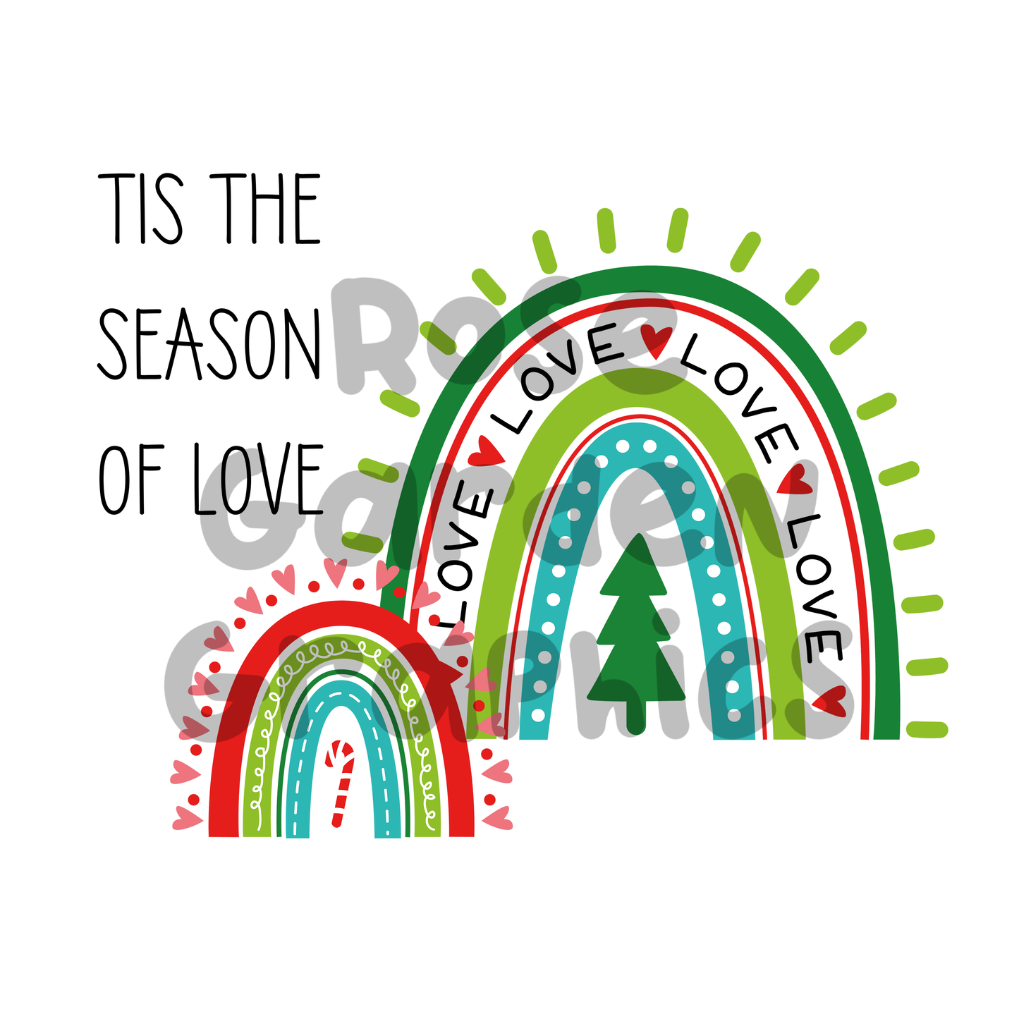 Arcoiris navideños "Es la temporada del amor" PNG