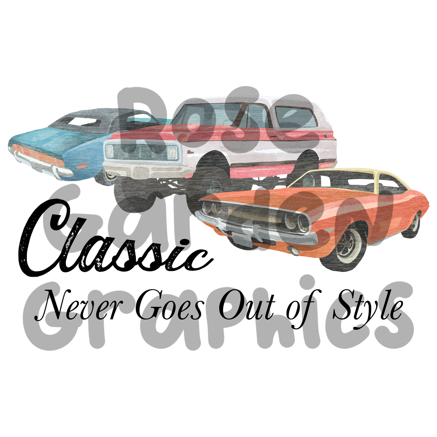 Classic Cars Heathered "Classic Never Goes Out of Style" PNG