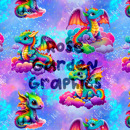 Colorful Dragons Seamless Image