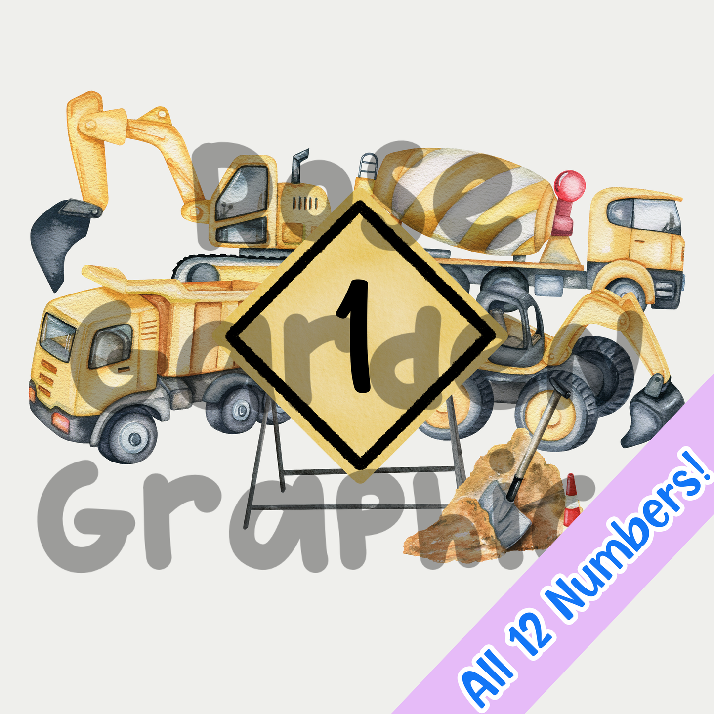 Construction Trucks Milestone PNG Collection