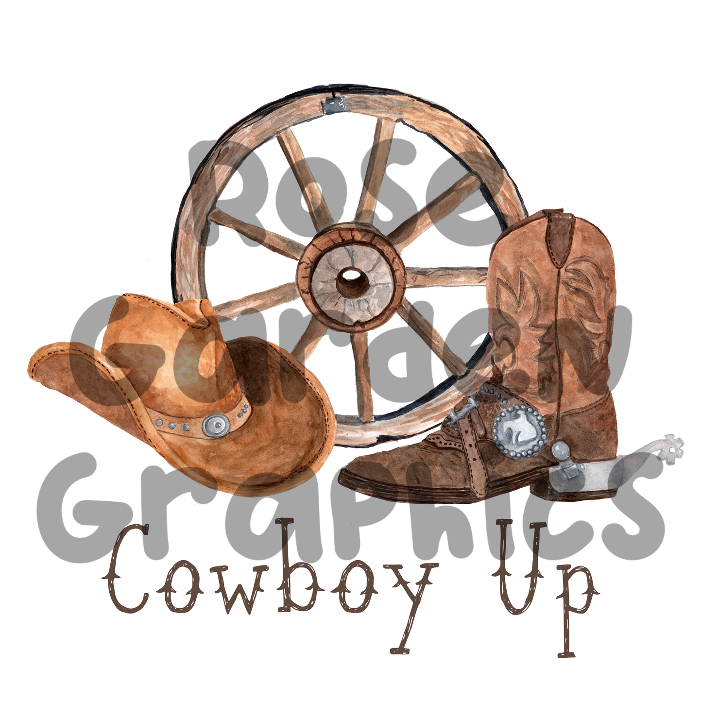 Cowboy Watercolor "Cowboy Up" PNG