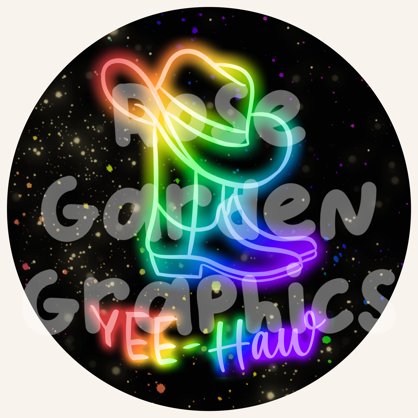 Cowboy Rainbow Glow "Yee-Haw!" PNG