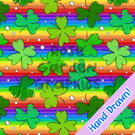 Crayon Clovers Rainbow Seamless Image