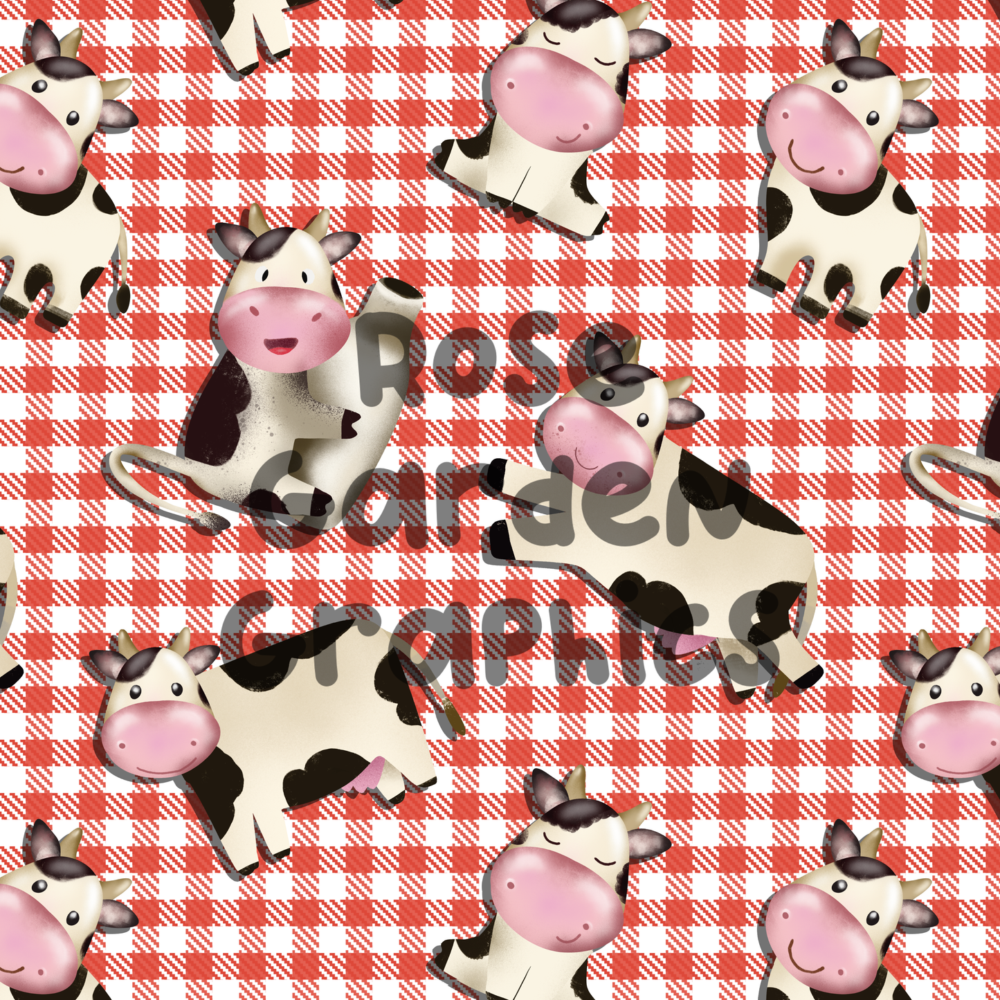 Cute Cows (Plaid) 2 Seamless Images