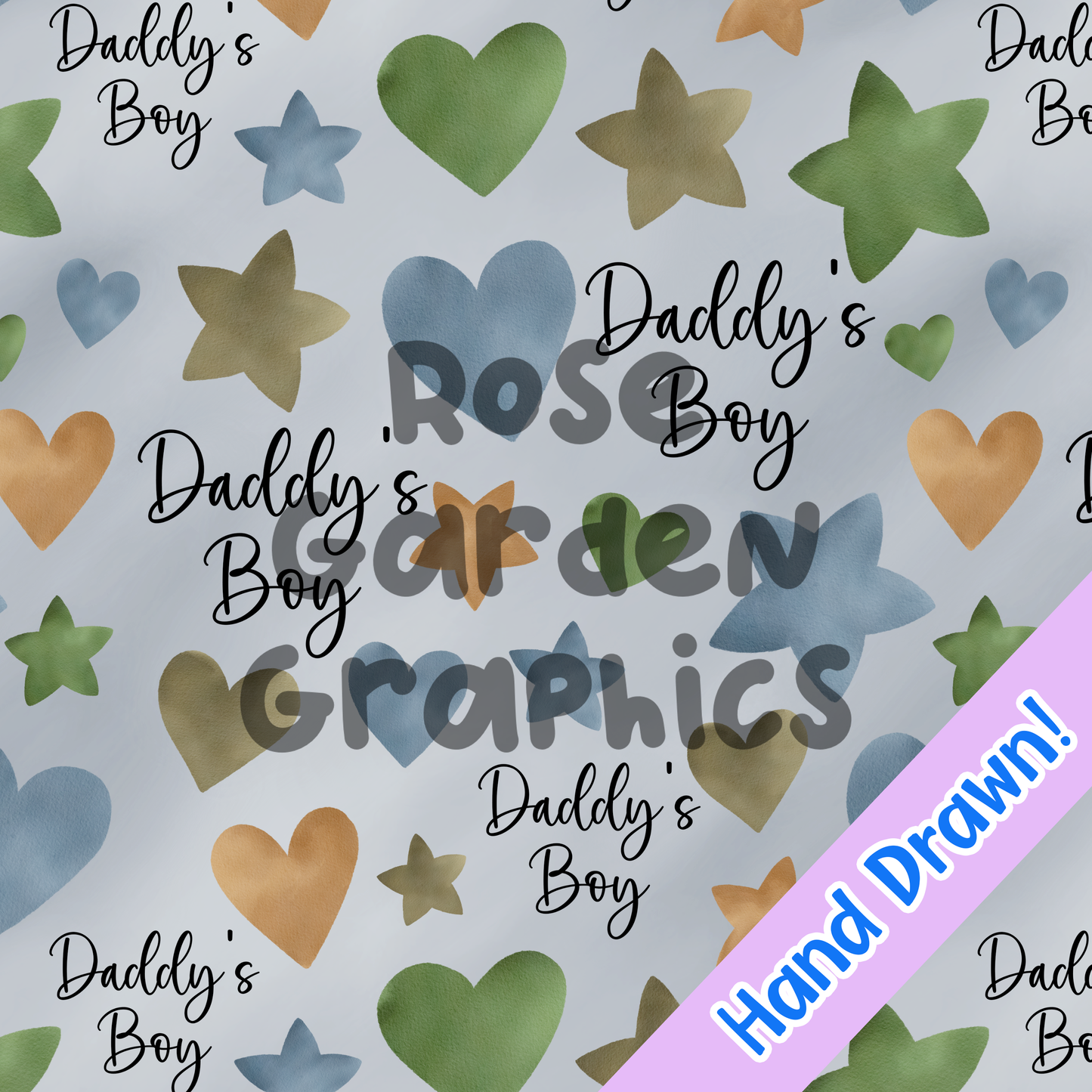 Sea Stars and Hearts "Daddy's Boy" & "Daddy's Girl" 2 Seamless Images