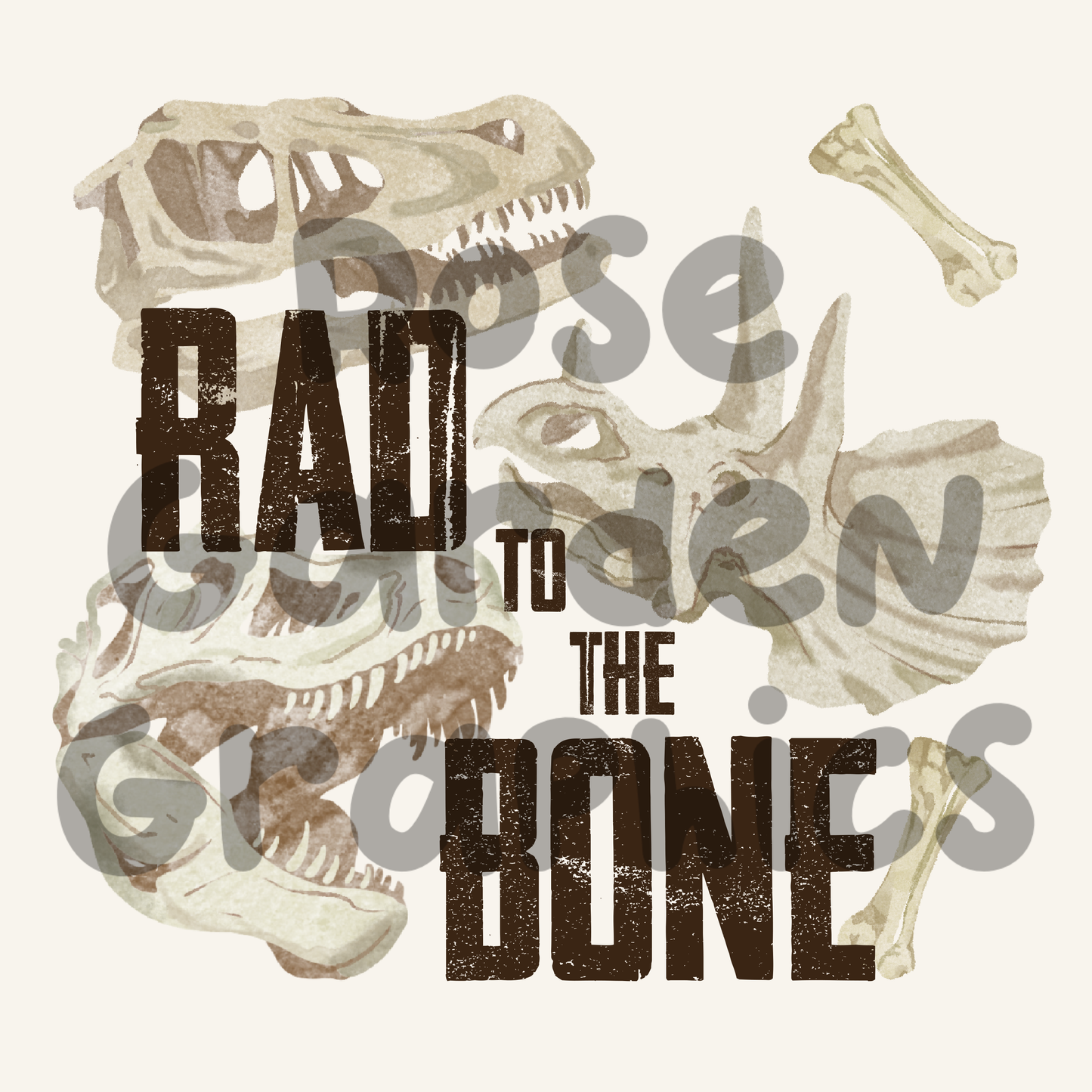 Dino Bones (Brown) "Rad to the Bone" PNG