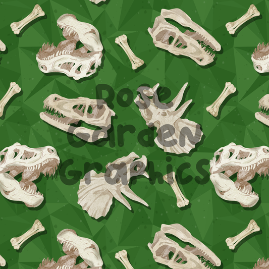 Dino Bones (Green) Seamless Image