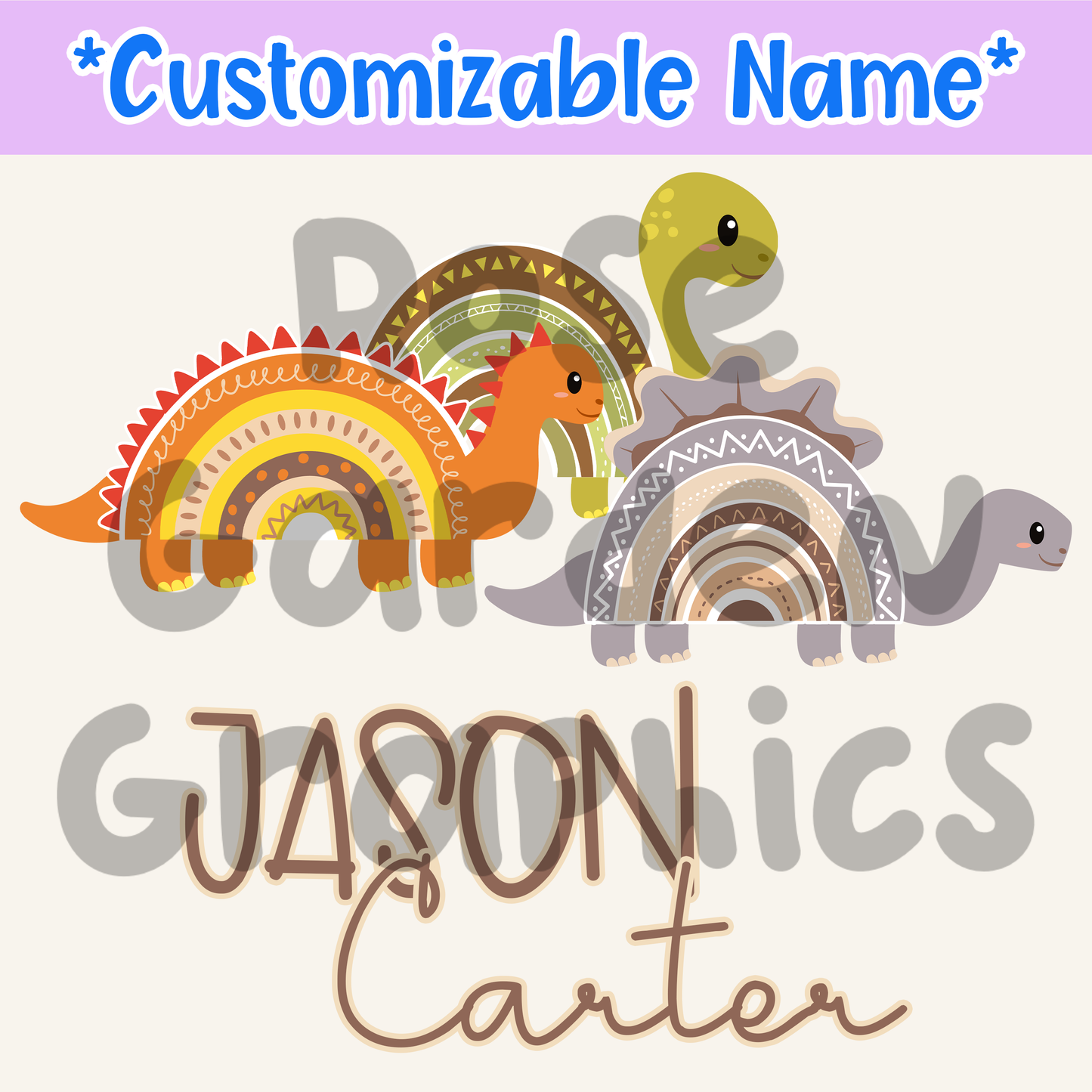 Dino Rainbows Nombre personalizado PNG transparente ($5 por archivo de nombre) 