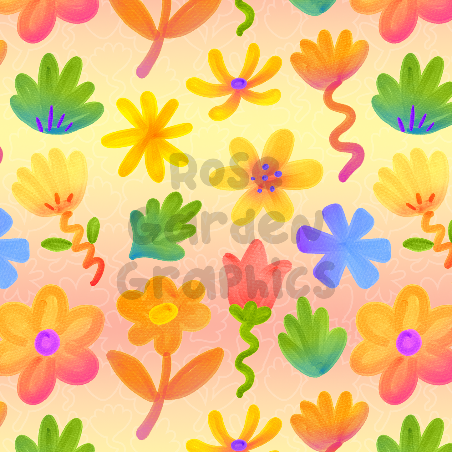 Doodle Flowers Seamless Image